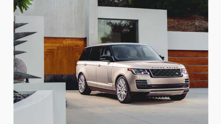 New Range Rover parked in luxury scenery