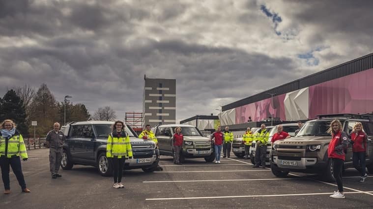 Land Rover staff in parking spot
