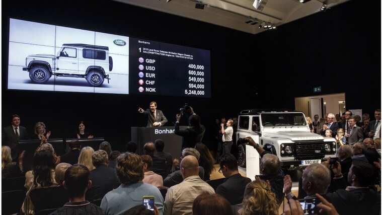 Land Rover Defender event in a room full of people