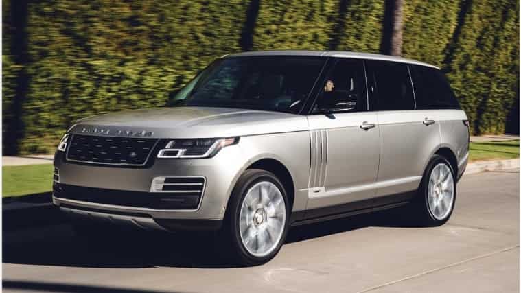 Range Rover driving front side view