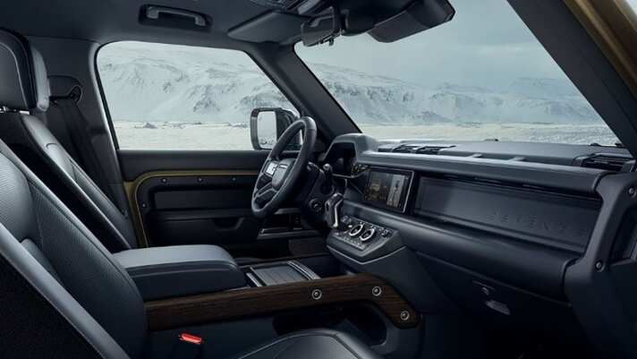 interior front seat of a Land Rover Defender
