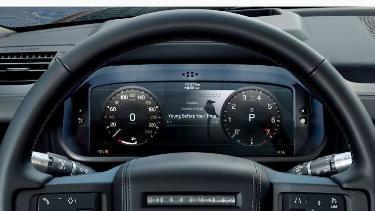 Land Rover Defender steering wheel and dashboard 