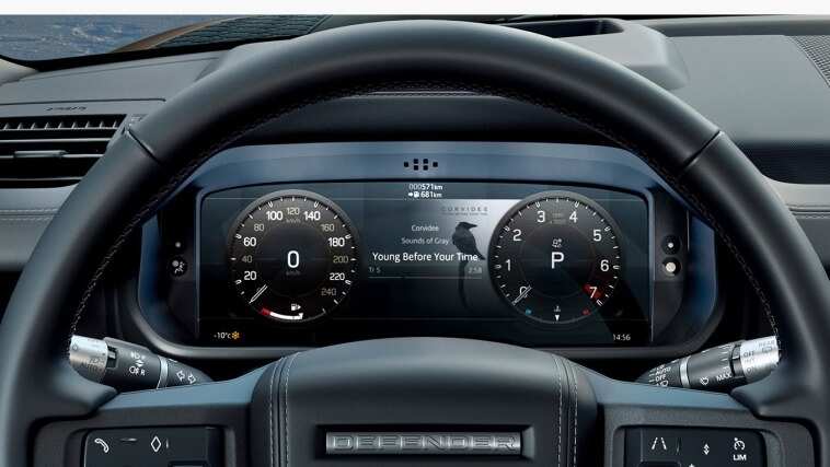 Land Rover Defender steering wheel and dashboard