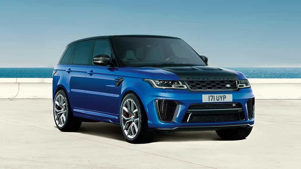 Range Rover Sport in blue front side view