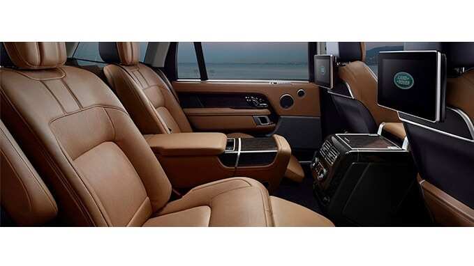 Interior backseats of a Range Rover Velar