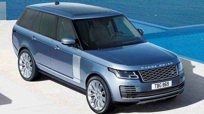 New Range Rover in blue front side top view