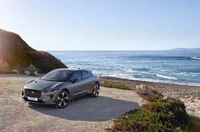 Jaguar I-PACE parked on beach