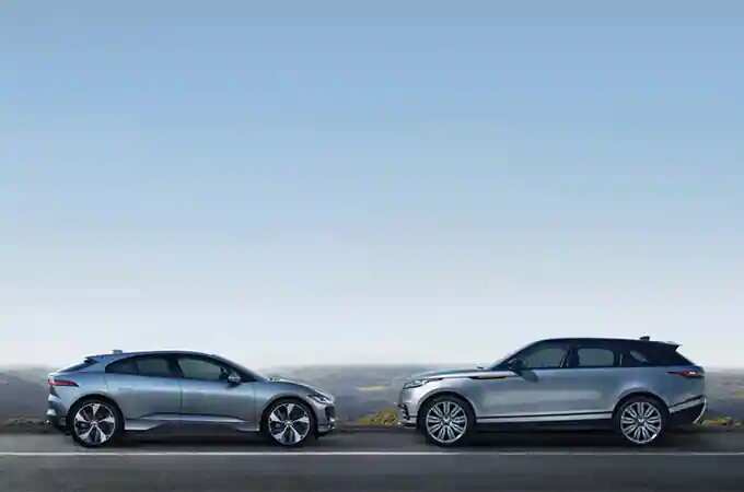 Jaguar I-PACE and Range Rover Velar parked