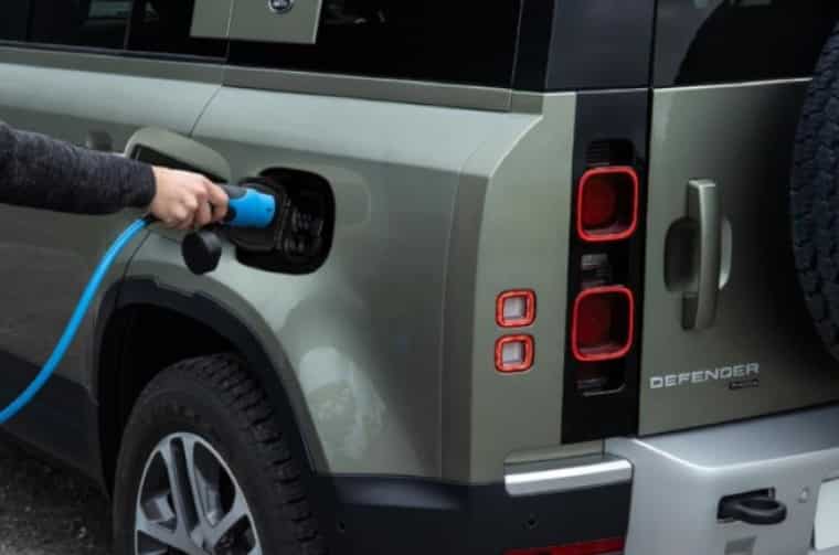 Land Rover Defender Plug-in Hybrid being plugged in 