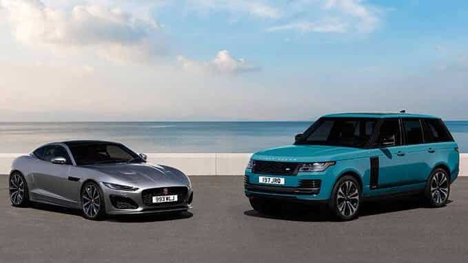 Jaguar F-TYPE parked next to Range Rover Fifty