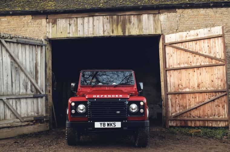 Classic Land Rover Defender in red