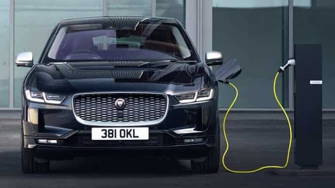 Jaguar Vehicle Charging at a Charing Port