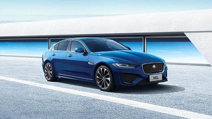 Jaguar XEL in Blue Parked 